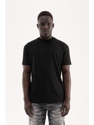 Machinist Erkek Stylish Basic Oversize Modal Tişört Siyah