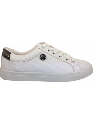 U.S. Polo Assn. Kadın Beyaz Cilt Sneaker Ayakkabı Suni Deri Termo Taban ile Bağcıklı Tasarım