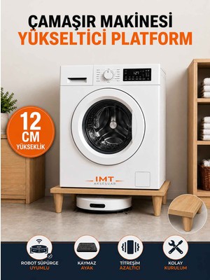 İmt Aksesuar Çamaşır Makinesi Yükseltici Platform 60X60X12 cm Yükseklik Sonomo – Robot Süpürge Uyumlu, Titreşim Azaltıcı, Kaymaz Ayaklı Sağlam Stand