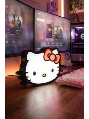Hello Kitty Ledli Tablo Hediyelik Duvar Figür (Usb Type A ile Çalışmaktadır)