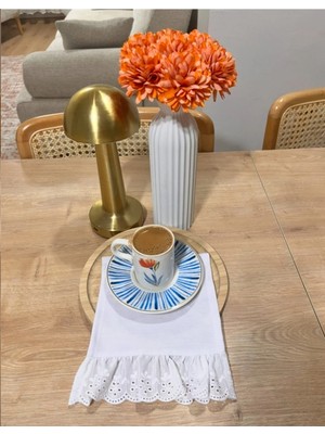 Nurgita Home Fistolu Ucu Fırfırlı Kahve Sunum Peçetesi & Kokteyl Peçete & Bardak Altlığı