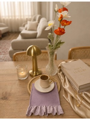 Nurgita Home Fistolu Ucu Fırfırlı Kahve Sunum Peçetesi & Kokteyl Peçete & Bardak Altlığı