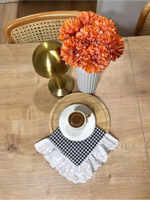 Nurgita Home Fistolu Fırfırlı Pitikare Kahve Sunum Peçetesi & Koktyel Peçete &sunumluk