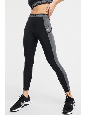 Nike Pro High Rise 7/8 Training Leggings With Pockets Yüksek Belli 7/8 2 Cepli Antrenman Taytı Siyah