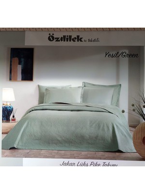 Özdilek Rf -Yeşil- Jakar Lux Km (Z) Çift Kişilik Pike Takımı (4 Yastık Kılıflı)