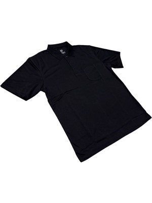 Simenti Siyah Polo Yaka, Pamuklu,cepli,likralı ,baba Tişört