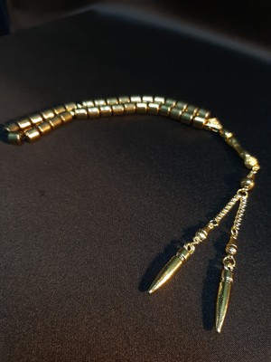 Mryart Doğal Gold Kesme Hematit Taşları ile Tasarlanmış 33 Lük Kaliteli Tesbih