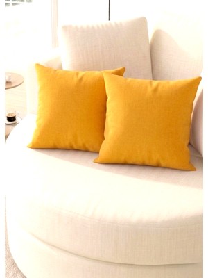 SHOPSHOP SS Panama Keteni Düz Duck Bezi Sıvı Itici (43X43) Dekoratif 2'li Yastık Kırlent Kılıfı Takımı