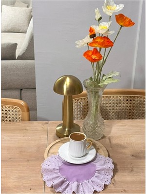 Nurgita Home Fırfırlı Fistolu Duck Keten Kahve Sunum Peçetesi &kokteyl Peçete &bardak Altlığı (1 Adet Lila)