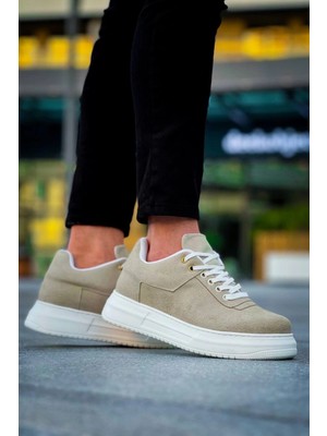 Zerenyus ZRN-X20 Premium Yüksek Taban Bej Süet Günlük Erkek Sneaker