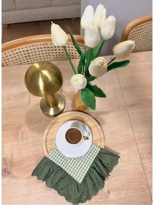 Nurgita Home Fistolu Fırfırlı Pitikare Kahve Sunum Peçetesi & Koktyel Peçete &sunumluk