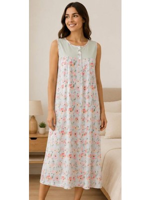 Nena 22857-ROBALI Patlı % 100 Pamuk Sıfırkol Poppy Gecelik