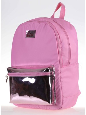 Kaukko Bright Pembe Aynalı Okul Çantası 41x26x18 cm Su Geçirmez Özellikli Kullanım