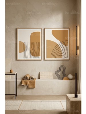 Tontilika Modern Minimalist Sanat 2'li Ahşap Çerçeveli Tablo Seti