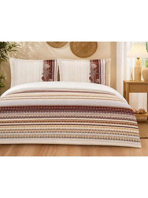 Özdilek Ranforce Tek Kişilik Nevresim Takımı Reef Stripe Bordo
