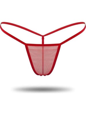 Bazaar Türkiye Kırmızı Transparan Tül String Tanga TM1115