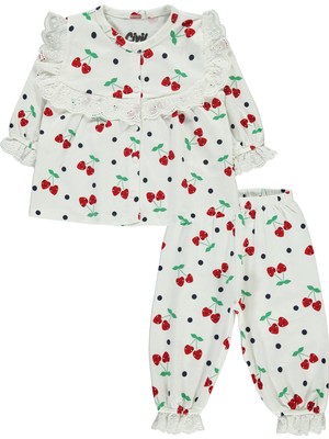 Civil Baby Kız Bebek Pijama Takımı Ekru 6-18 Ay için Özel Olay Temalı Şirin Desenli