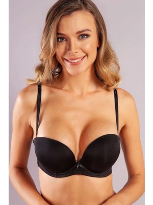 MiraLive Genius Balconette Heavy Push Up Bra, Siyah Konforlu ve Şık Sütyen
