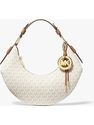 Michael Kors Kadın Marka Logo Baskılı Gold Aksesuar Detaylı Ayarlanabilir Omuz Askılı Günlük Kullanıma Uygun Şık Bej Omuz Çantası 30F5GQ4L6B 149