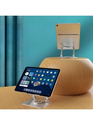 Ozcmax 360 Derece Dönebilen Yükseltilmiş Masaüstüü Ayarlanabilir Metal Tablet Standı