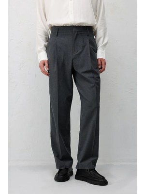 Antioch Gri Relaxed Fit Pileli Erkek Pantolon
