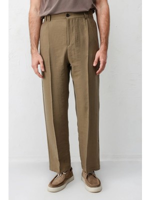 Antioch Haki Lyocell Relaxed Fit Pileli Erkek Pantolon