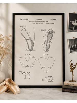 Pegziz Bale Pabucu Patent Çizimi Tablos Dans Duvar Dekor Tablo