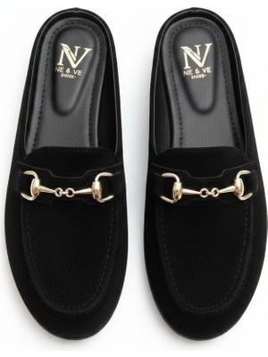 Ne&Ve Shoes Siyah Süet Tokalı Kadın Sabo Terlik