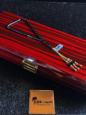 Premium 2,84 gr 14K Altın Püskül Ile Kara Elmas Bilekboy Sıkma Kehribar Tesbih