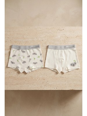 Erkek Çocuk Koala Desenli 2'li Boxer Ekru