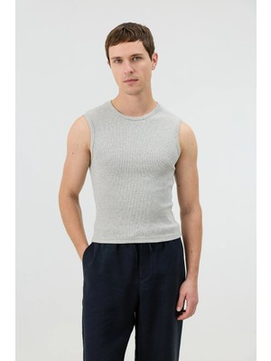 Antioch Gri Pamuklu Kolsuz Erkek T-Shirt
