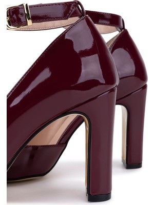 Tamer Tanca Kadın Suni Deri Bordo Rugan Topuklu & Stiletto Ayakkabı 828 319 Bn Ayk Y26 Bordo Rgn