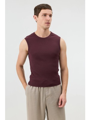 Antioch Bordo Pamuklu Kolsuz Erkek T-Shirt