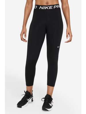 Nike Pro 365 Mid-Rise Crop Training Legging File Panelli Kadın Crop Tayt Siyah