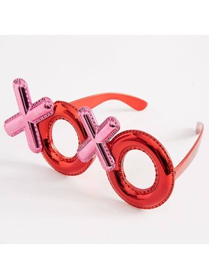 Shoppingfestr Kırmızı Renk Xoxo Yazılı Parti Gözlüğü 17X7 cm