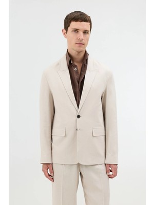 Antioch Taş Keten Karışımlı Erkek Blazer Ceket