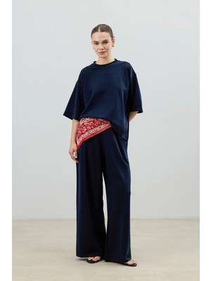 Antioch Lacivert Modal Karışımlı T-Shirt Pantolon Kadın Takım