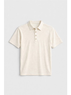 Antioch Bej Düğmeli Polo Yaka Erkek T-Shirt