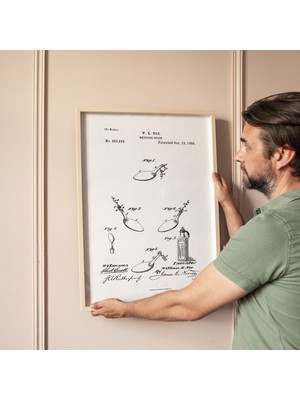 Pegziz Tıbbi Kaşık Patent Çizimi Tablosu Tbbi Duvar Dekor Tablo