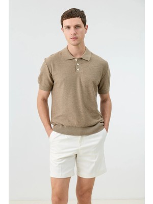 Antioch Bej Dokulu Polo Yaka Triko Erkek T-Shirt