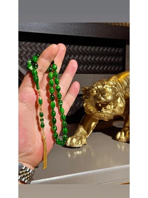Usta Işi Hareli Sıkma Kehribar Tesbih 14 Ayar Özel Tasarım Püskül