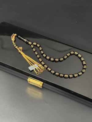 Premium Master Series 22K Altın Işlemeli Erzurum Oltu Taşı Tesbih