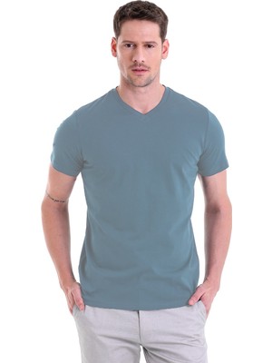 Hatemoğlu Indigo Regular Fit 100% Pamuk V Yaka Tişört
