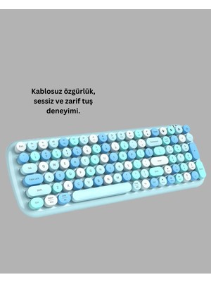 Küçük Hazine Retro Tarz Kablosuz Klavye Mouse Seti – 104 Tuşlu, Ergonomik Tasarım