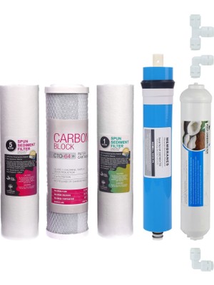 DS Natural Water Su Arıtma Cihazı Filtresi 5'li Filtre Seti Paket 5 Aşama Membran