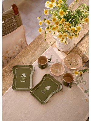 Bella Maison Daisy 8 Parça 2 Kişilik Seramik Tost Kahvaltı Takımı Çiçek Desenli Renkli