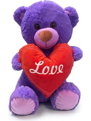 Pufu Toys Pelüş Kalpli Ayıcık 45 Mor 04031