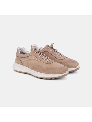 Erkek Vizon Desacomfort Bağcıklı Deri Sneaker