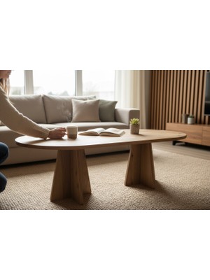 VETROWOOD Arden Orta Sehpa Salon Sehpası Oval Sehpa