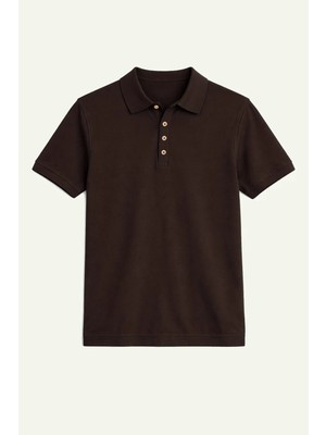 Antioch Kahve Düğmeli Polo Yaka Erkek T-Shirt